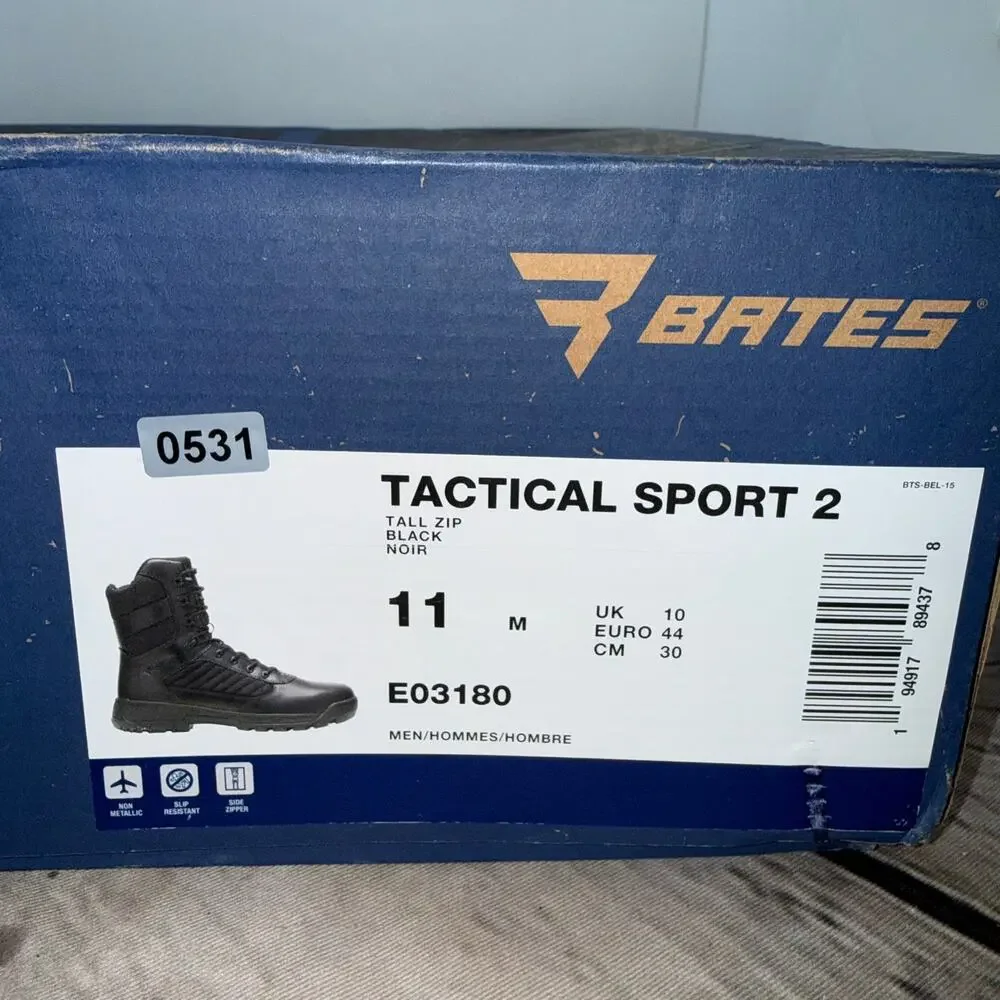 Bates Tactical Sport 2 Combat Boots Men's SZ US 11 Black Leather Side Zip E03180